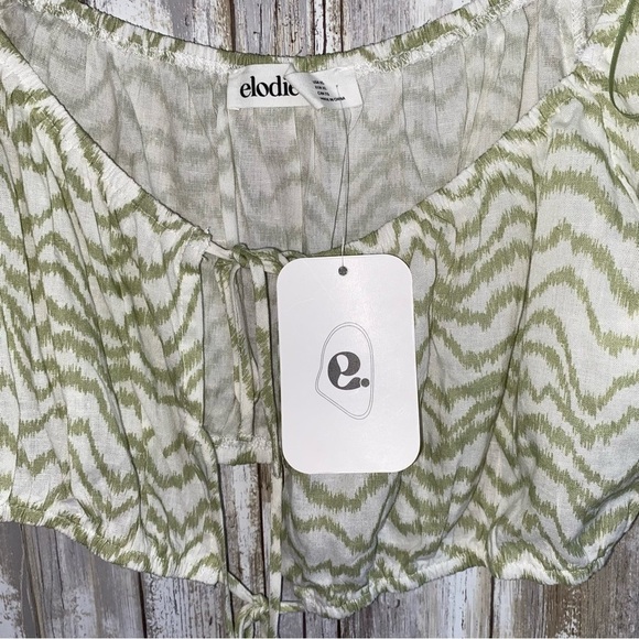NWT Elodie Green & White Tie Crop - Picture 6 of 6
